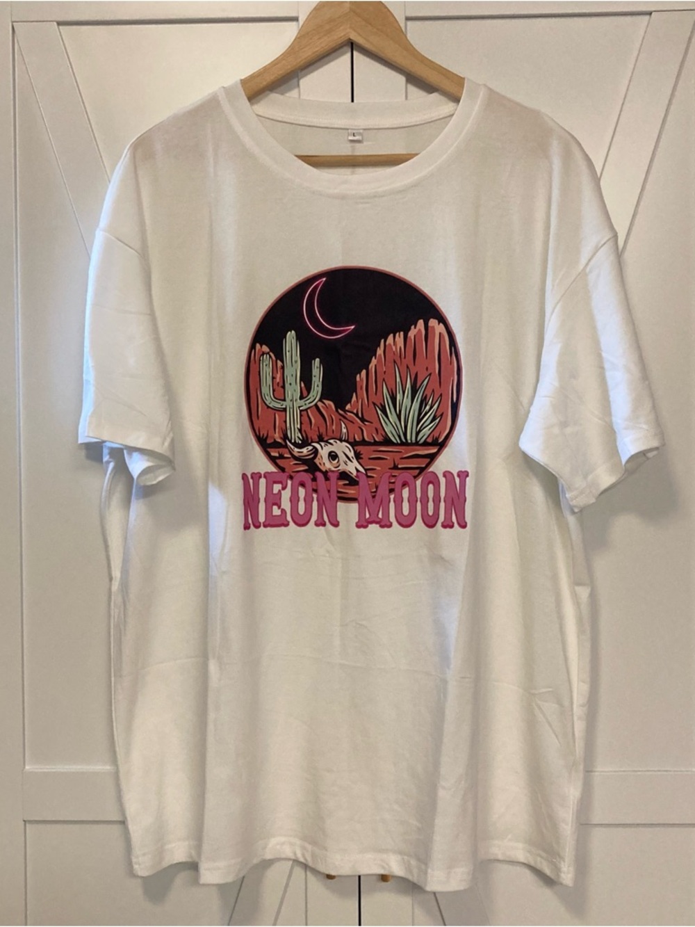Neon Moon Desert Graphic Tee - White with Pink Accent